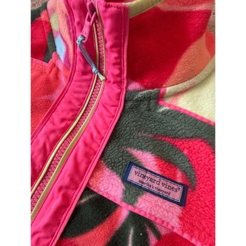Vineyard‎ Vines SuperShep Fleece Quarter Zip Women's M Tropical Print Preppy - Picture 5 of 12